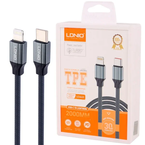 کابل تبدیل USB-C به لایتنینگ الدینیو مدل LC442i طول 2 متر