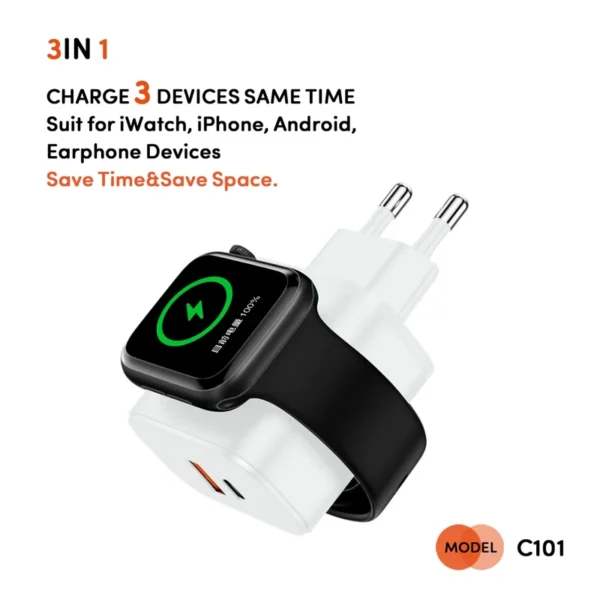 شارژر دیواری کربی مدل C101 3in1 23w