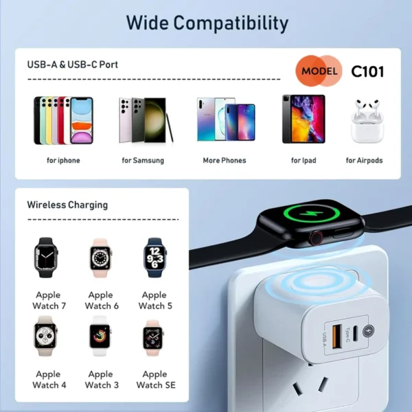 شارژر دیواری کربی مدل C101 3in1 23w