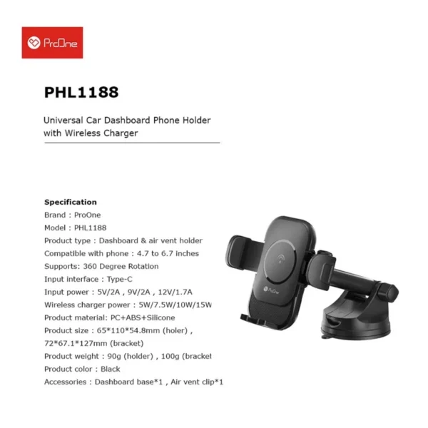 پایه نگهدارنده گوشی و شارژر وایرلس موبایل پرووان مدل PHL1188 - Image 7