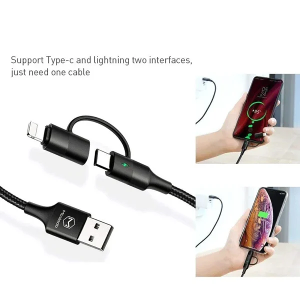 کابل تبدیل USB به لایتنینگ/USB-C مک دودو مدل CA-6800 طول 1.2 متر