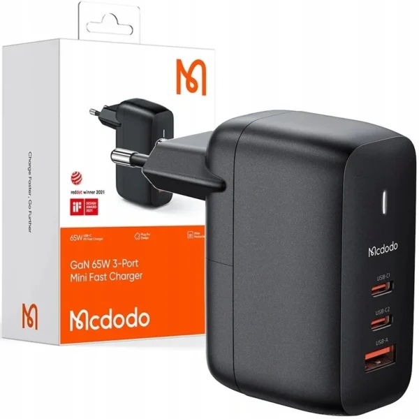 شارژر دیواری وات مک دودو مدل GaN 65W 3-Port - Image 4