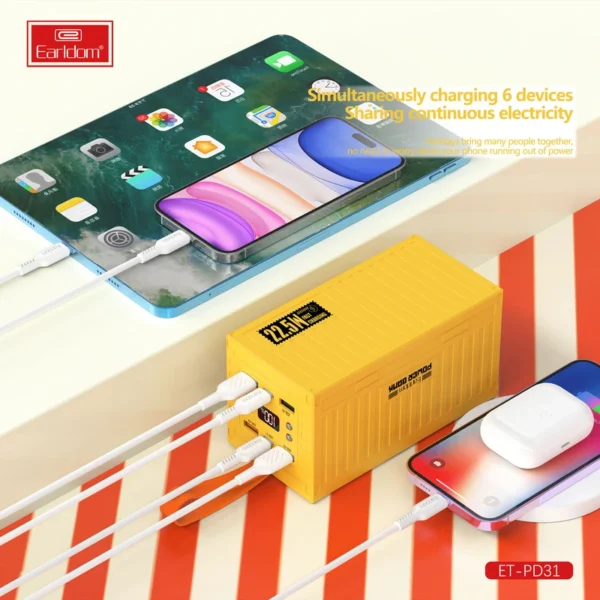 پاوربانک ارلدام مدل CONTAINER PD31 ظرفیت 60000 میلی آمپر ساعت - Image 2